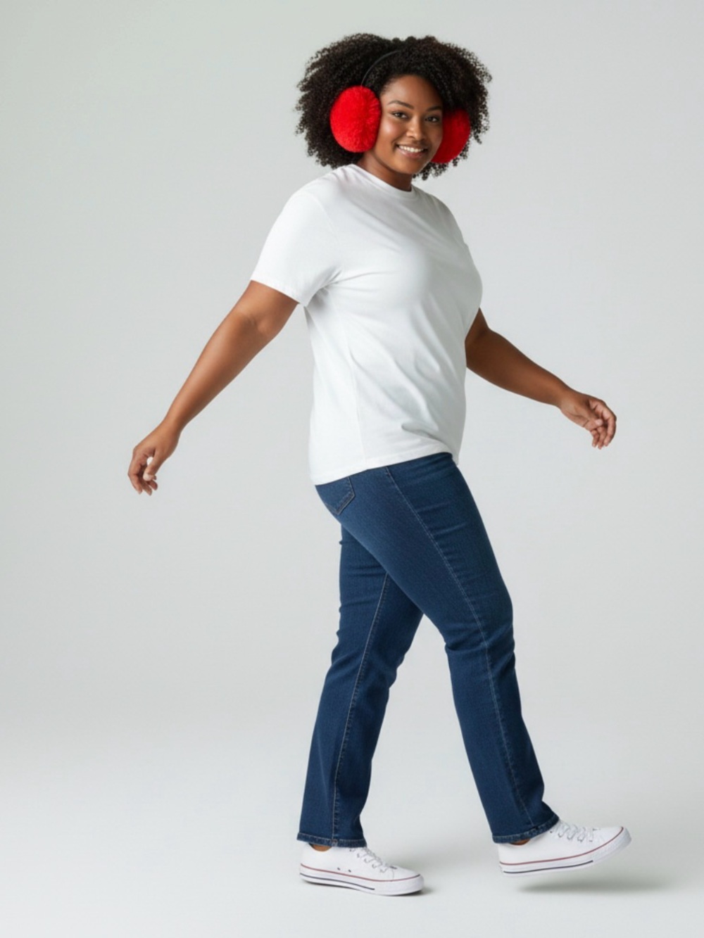 Red Faux Fur Earmuffs - Picture 3 of 9
